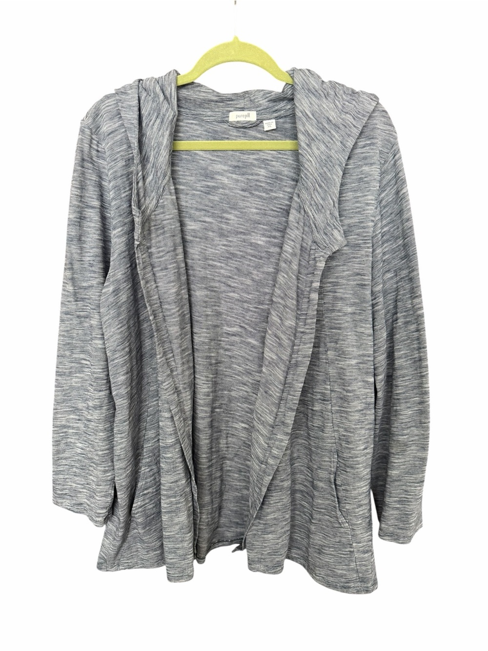 Pure Jill / J. Jill Micro-Stripe Cotton Hoodie Jacket Cardigan Size XL